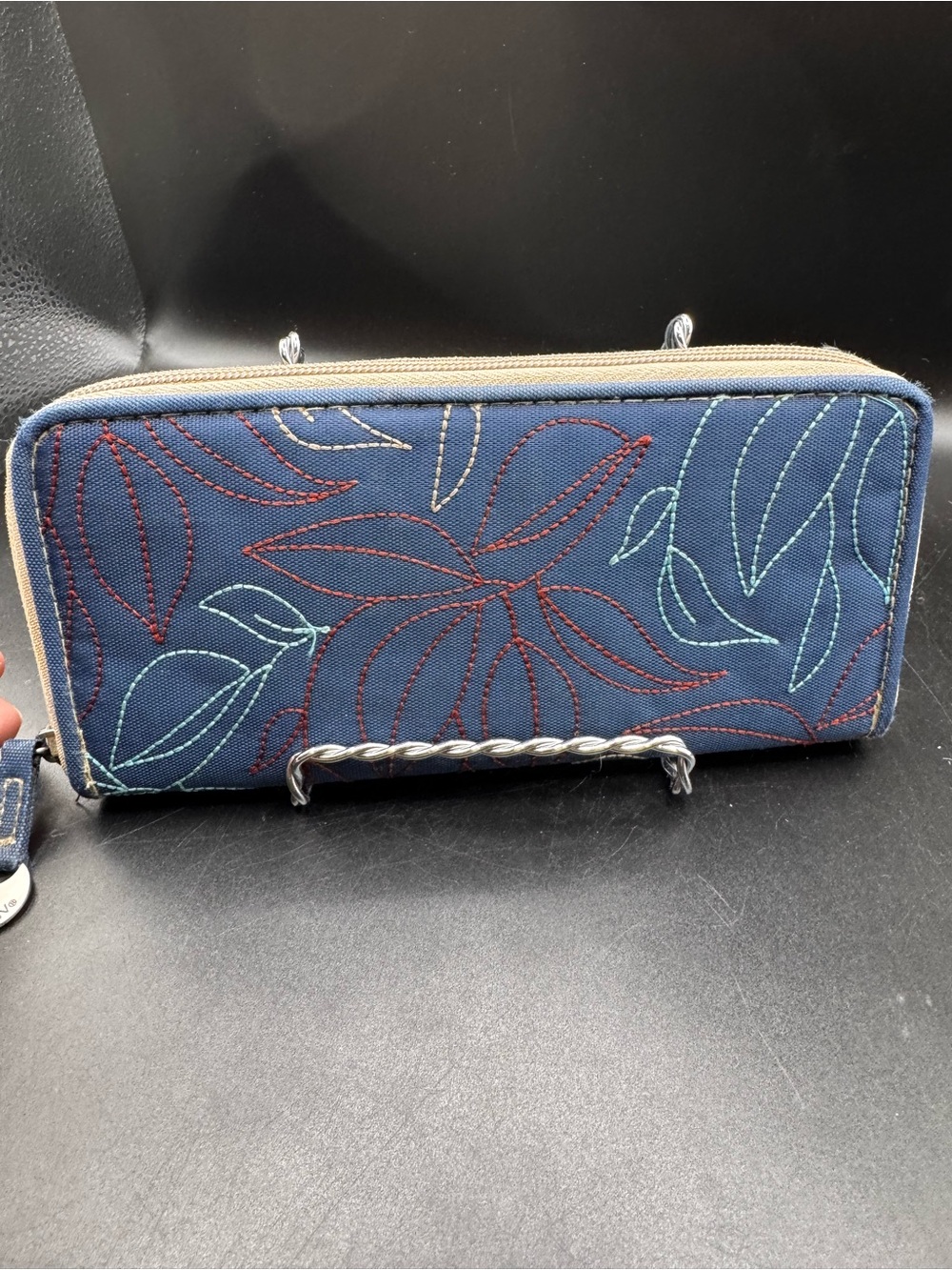 Travelon Blue Floral Quilted Zip Wallet
